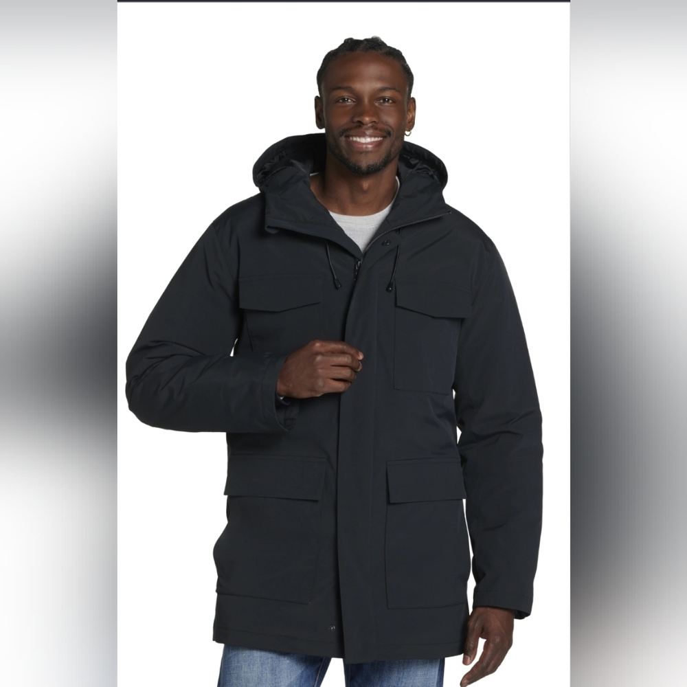 Men's Black Hooded Parka